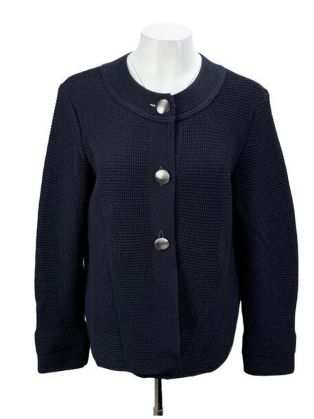 SAINT JAMES Wool Knit Navy Cardigan Women's Size 12 Made In France